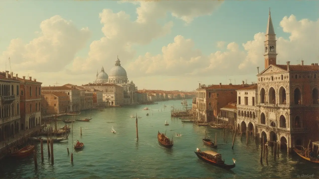 Zeitgenössische Darstellung des Hafens von Venedig im 17. Jahrhundert