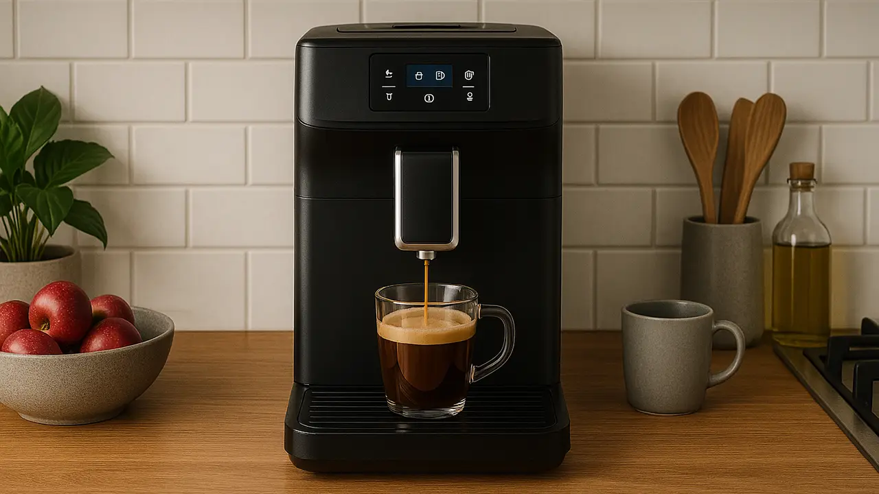 Ein Kaffeevollautomat auf einem Küchentresen